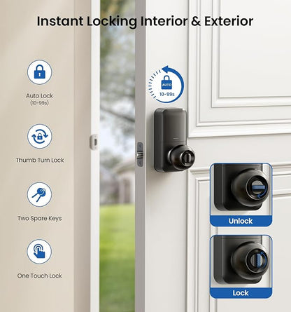 Veise KS03 Keypad Door Knob Lock, Keyless Entry Digital Lock - Image 4
