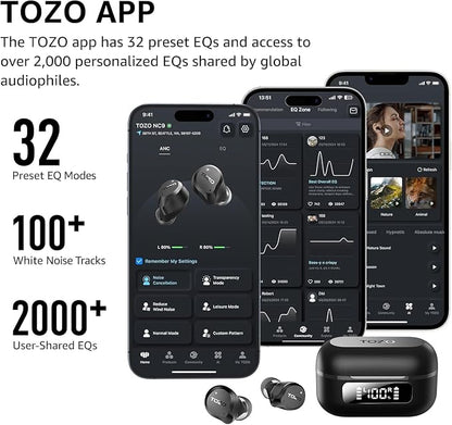 TOZO NC9 Hybrid Active Noise Cancelling Wireless Earbuds, 6 Mics ENC Clear Call - Image 2