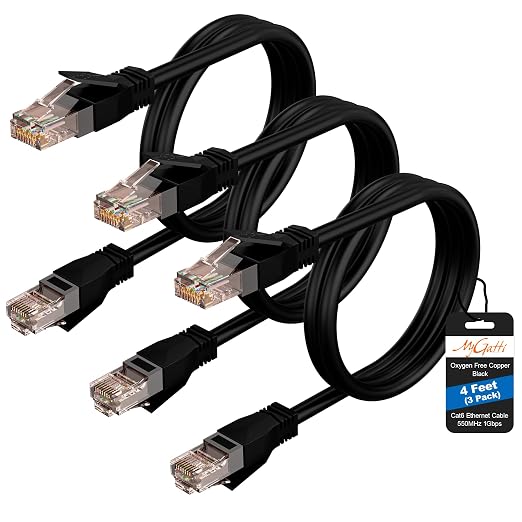 Cat6 Ethernet Cable 4 FT, Snagless Short Cat 6 Patch Cord, RJ45 Pure Copper by Mygatti