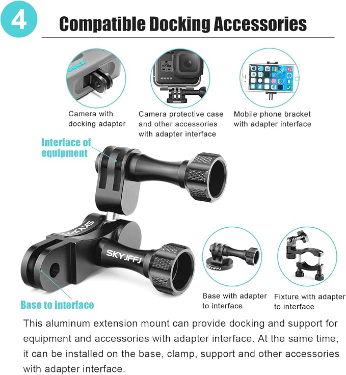 Aluminum Ball gopro Handlebar Mount, 360 Rotation and Lock Any Direction - Image 5