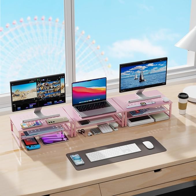 Gianotter 2-Tier Metal Monitor Stand Riser, Workspace Organizer - Image 6