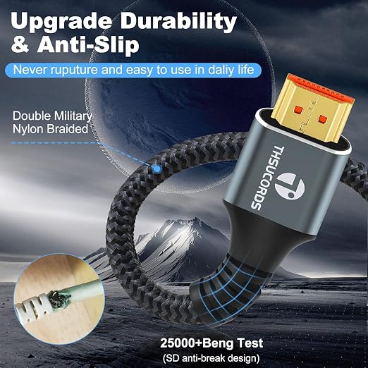 8K 4K HDMI Cable 1.6FT, High Speed Braided HDMI to HDMI 2.1 Cord Supports - Image 3