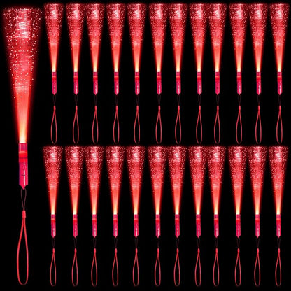 36 Pack Red Glow Fiber Optic Wands Bulk Light up Wand Glow Sticks by NUDALA