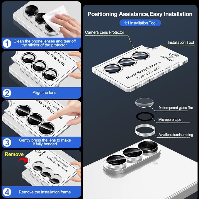 for Samsung Galaxy Z Fold 7 Camera Lens Protector, Individual Metal Ring - Image 6