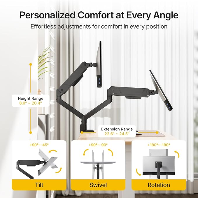monTEK Dual Monitor Mount Monitor Arms - Image 3