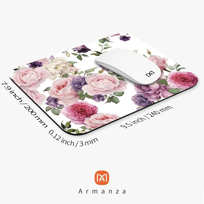 Square Mouse Pad Floral Roses, Personalized Premium-Textured Custom Mouse Mat - Image 2