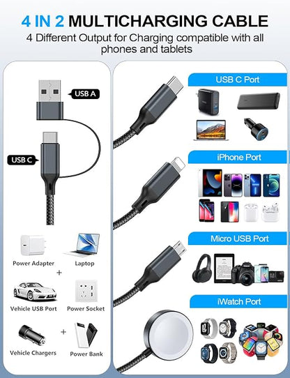 4-in-2 Charging Cable for Apple Watch Charger/Samsung/iPhone Charger, - Image 2