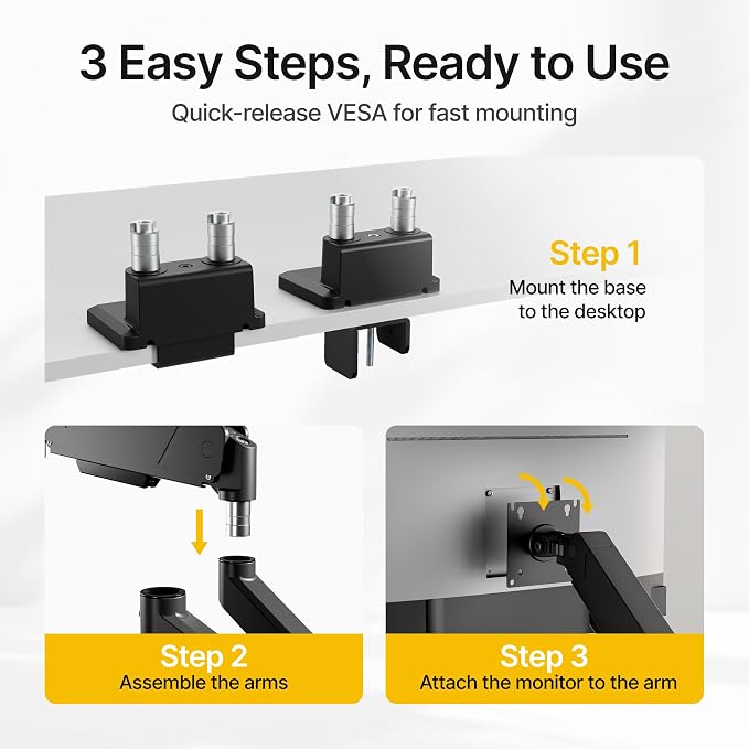 monTEK Dual Monitor Mount Monitor Arms - Image 6