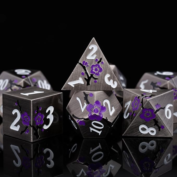 Black Metal DND Dice Set with Gift Case - Image 4