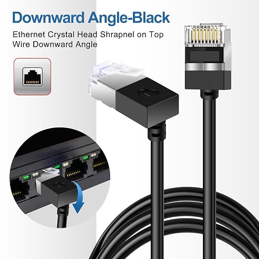 90° Downward Angled Cat 6A Ethernet Ultra Slim Cable 6.6 Feet 2Pack, Flexible - Image 4