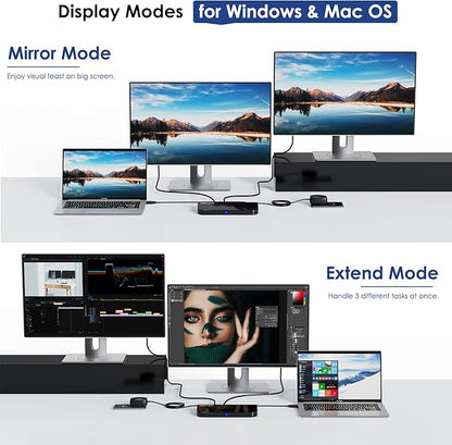 WAVLINK USB Laptop Docking Station Dual Monitors, DisplayLink Computer Dock - Image 3