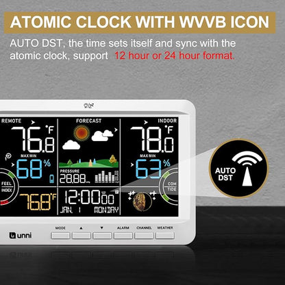 Weather Station Indoor Outdoor Thermometer Wireless, Home Atomic Clock - Image 5