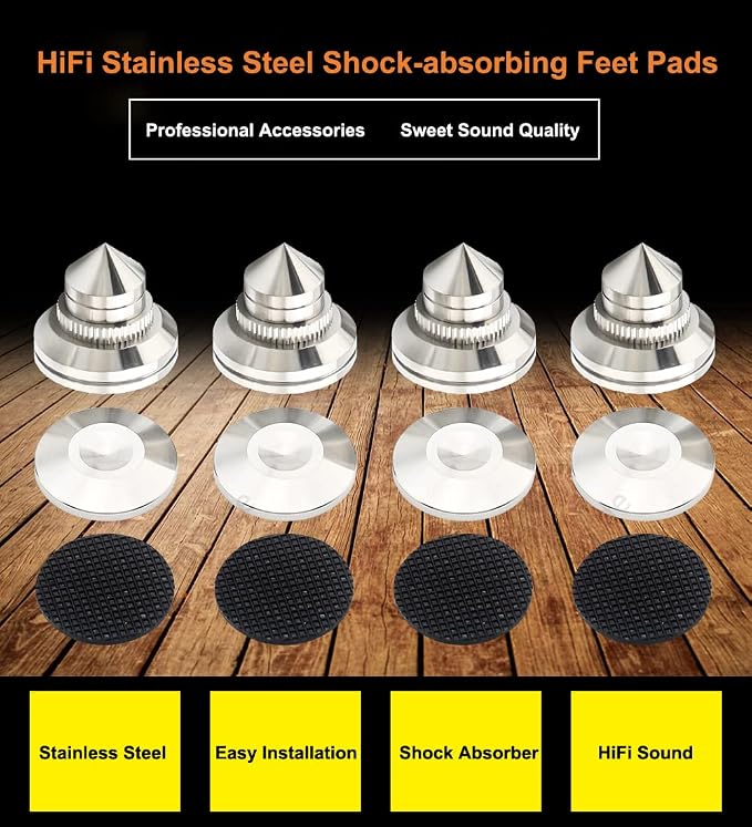 4 Sets Speaker Isolation Stand Feet, Stainless Steel Speaker Base Pads - Image 3