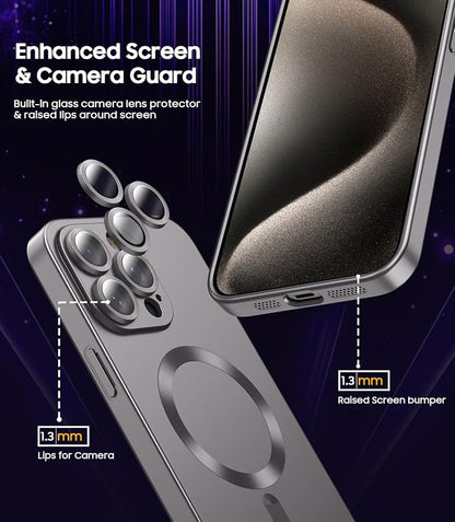Magnetic for iPhone 15 Pro Case Slim Soft Silicone Bumper Shockproof Metallic - Image 3