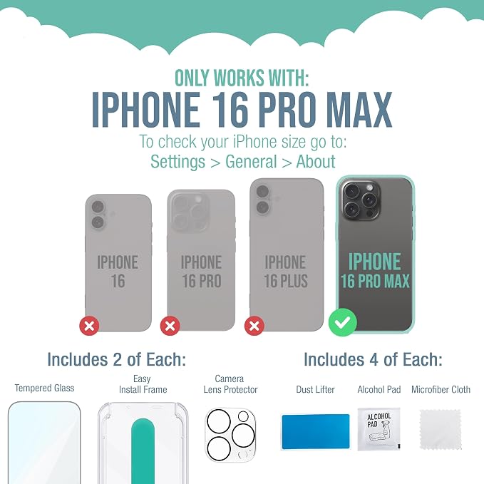 Smartish® iPhone 16 Pro Max Screen Protector + Camera Lens Covers - Image 6