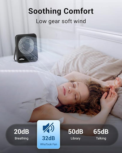 WHATOOK Small Desk Fan Personal Fans: 5000mah 25 Hours Battery Office Quiet - Image 3