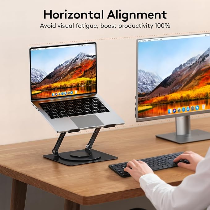 TECKNET Laptop Stand for Desk, 360 Rotating Base, Ergonomic Foldable Computer - Image 8