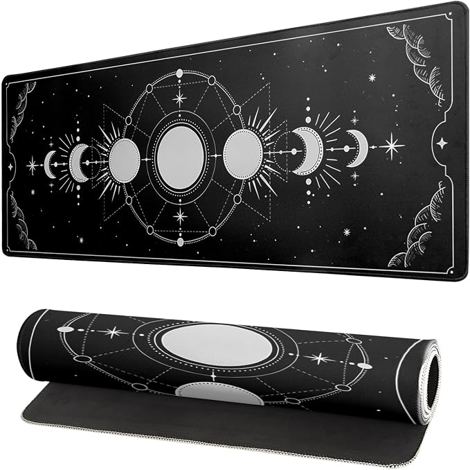 Sun Moon Gaming Mouse Pad Black Large Mouse Pad by Siski