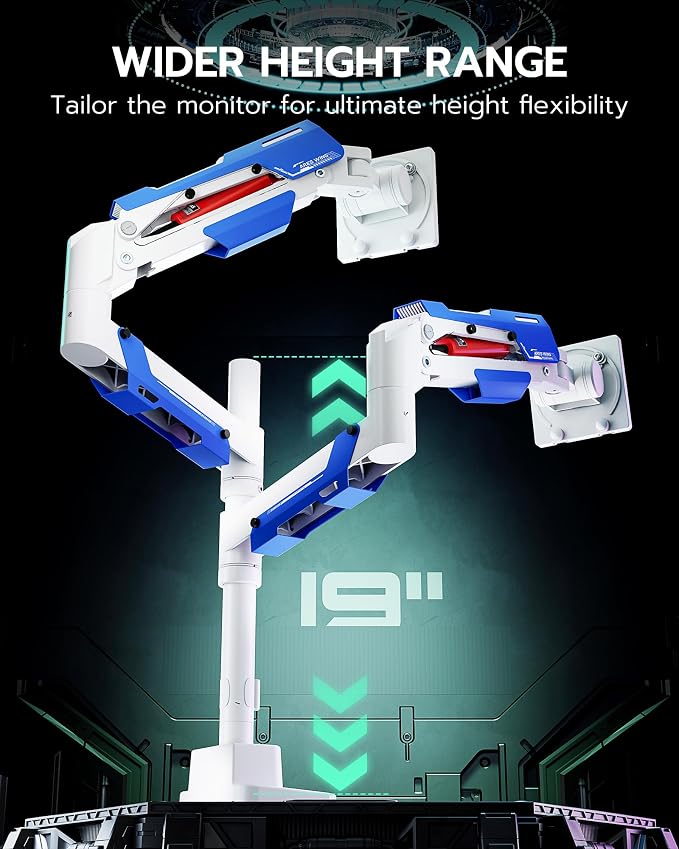 ARES WING Dual Monitor Mount, Adjustable Stacked Monitor Stand - Image 4