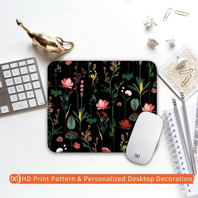 Square Mouse Pad Blooming Botanical Flowers, Personalized Premium-Textured - Image 6