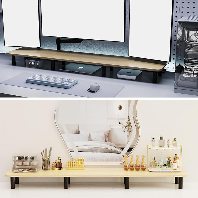 Large Extra Long Monitor Stand Riser 43.7in, Dual Monitor Riser, Wide TV Stand - Image 7
