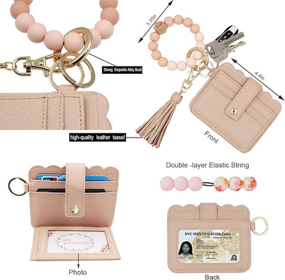 Keychain Wallet Wristlet Small Credit Card Holder Bracelet Key Chain Purse - Image 3