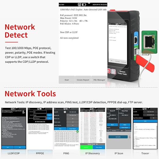Multifunction RJ45 Network Caber Tester, Rechargeable Ethernet Cable Tracer - Image 6