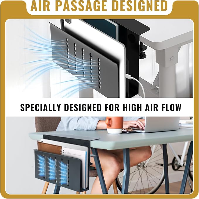 Desk Side Storage – Heavy-Duty Steel Laptop Holder Desk Attachment - Image 2