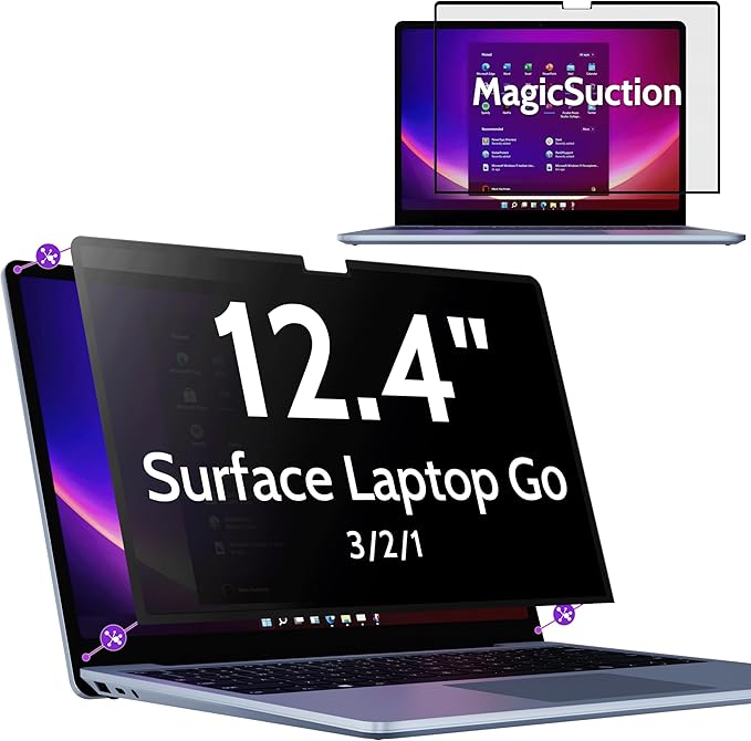 Privacy Screen for 12.4 Inch Surface Laptop Go 3/2/1, MagicSuction™ Removable by peslv