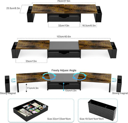 Spacrea Metal Desk Organizers and Accessories, Dual Monitor Stand Riser - Image 3