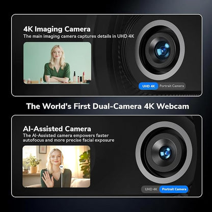 EMEET Piko 4K Webcam for Streaming, World’s 1st Dual-Camera AI-Powered 4K - Image 2