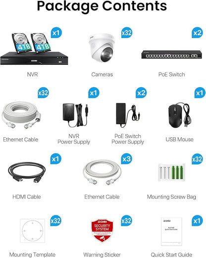 ZOSI 32 Channel 4K PoE Security Camera System, 32 x 4K Spotlight Outdoor Indoor - Image 9