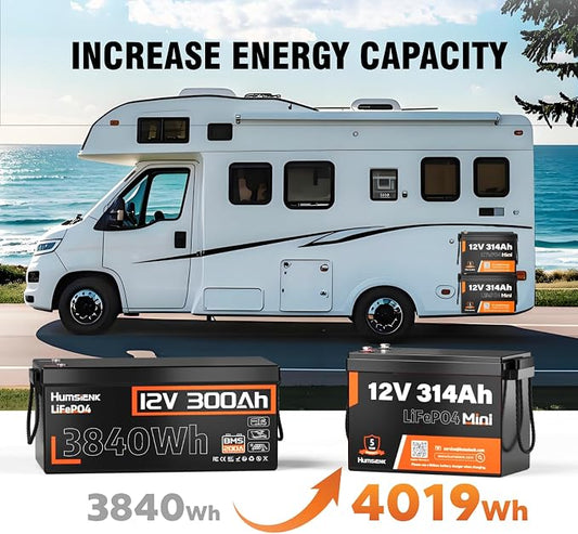 12V 314Ah LiFePO4 Lithium Battery, 100A BMS, 15000+ Deep Cycle 300Ah Lithium - Image 2