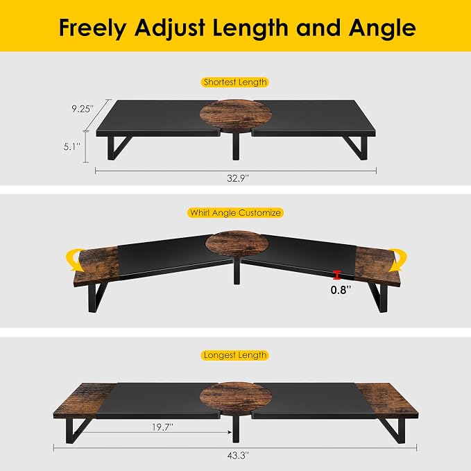 Dual Monitor Riser Stand For Desk, Adjustable Computer Monitor Stand For 2 - Image 3