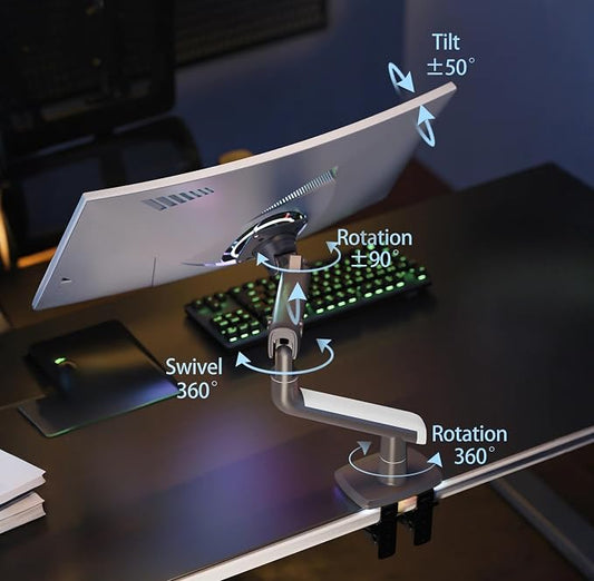 Gaming Monitor-Arm for Flat/Ultrawide/Curved Monitors 27'' to 50 inch, Heavy - Image 2