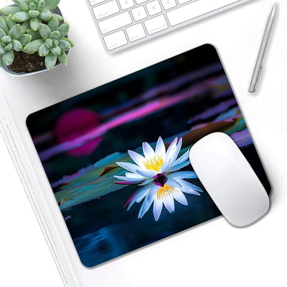 Mouse Pad, Cute Lake White Lotus Flowers Mouse Pads - Image 5
