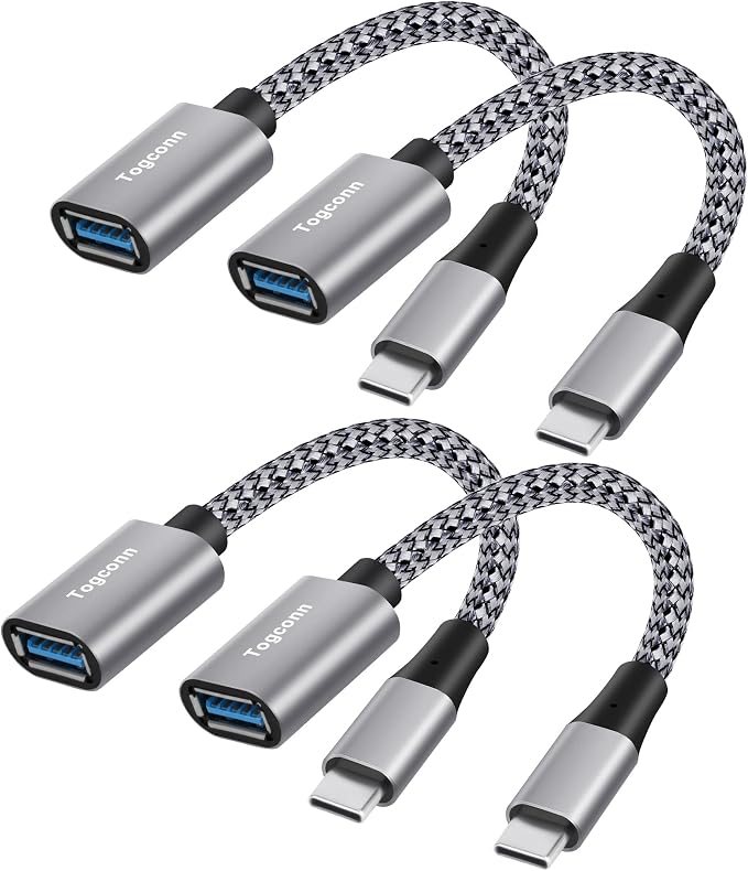 USB-C to USB 3.0 Adapter 4 Pack, Nylon Braided Type-C 3.1 OTG Cable USB C Male by Togconn