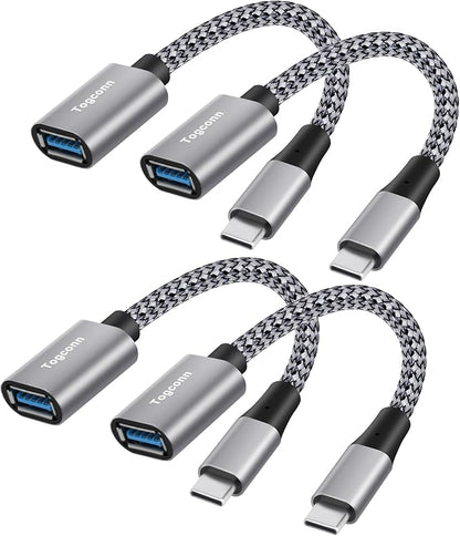 USB-C to USB 3.0 Adapter 4 Pack, Nylon Braided Type-C 3.1 OTG Cable USB C Male by Togconn