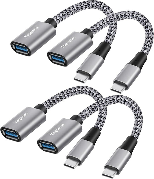 USB-C to USB 3.0 Adapter 4 Pack, Nylon Braided Type-C 3.1 OTG Cable USB C Male by Togconn