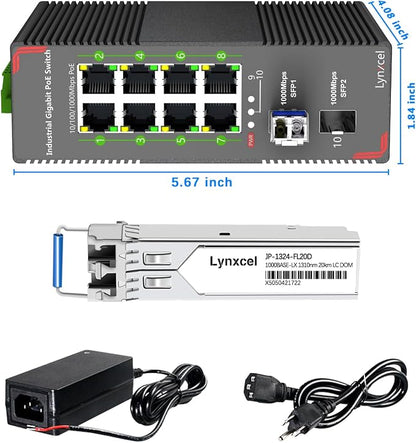 8-Port Industrial Gigabit PoE Switch, 96W PoE Budget 48-57V Output, 2 x SFP - Image 8