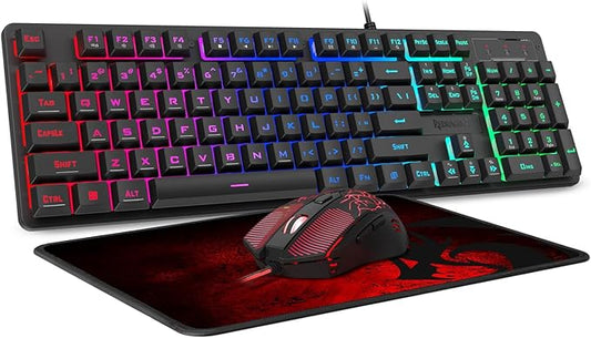 Redragon S107 Gaming Keyboard and Mouse, RGB Gaming Keyboard and 3200 DPI Mouse by REDRAGON