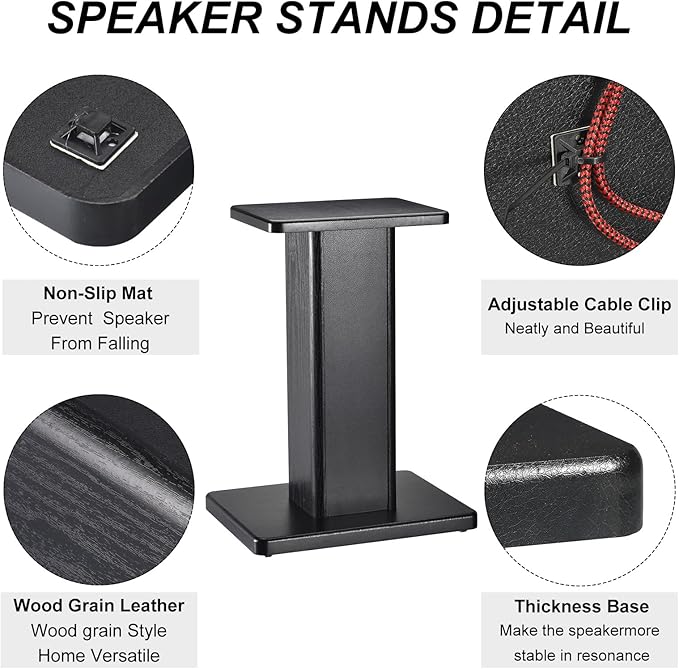 MECCANIXITY Wood Speaker Stands, 2 Pack 15.7 Inch Universal Speaker Stand - Image 3