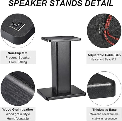 MECCANIXITY Wood Speaker Stands, 2 Pack 15.7 Inch Universal Speaker Stand - Image 3