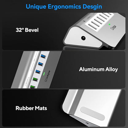 Powered USB Hub 10Gbps, Aluminum 7 Port USB 3.2 Data Hub - Image 5