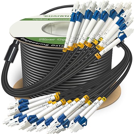 300 Meters 12 Core Industrial TPU LC to LC Outdoor Armored Fiber Optic Cable by YUTIANHOME