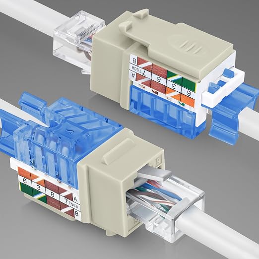 Everest 45° Angled RJ45 Cat5e Keystone Jacks 10-Pack in Ivory - Image 8