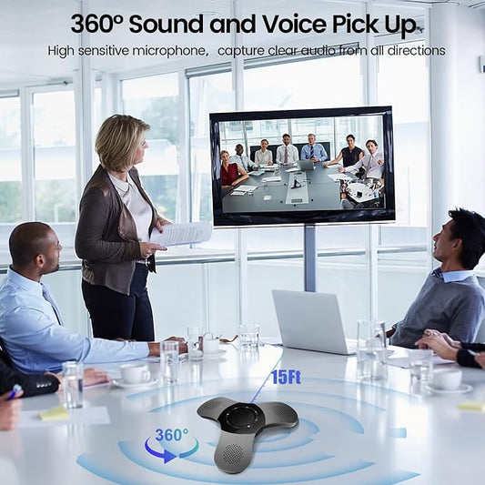 Conference Speaker with Microphone 360°Voice Pickup USB-C Speakerphone Home - Image 2
