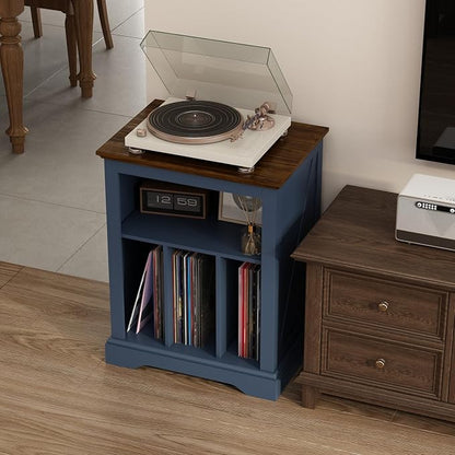 Record Player Stand with Vinyl Record Storage, Large Wood Turntable Stand - Image 5