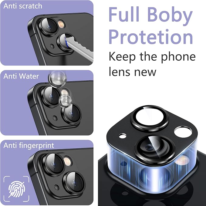 2 Pack Camera Lens Protector for iPhone 14 / iPhone 14 Plus, AR Tempered Glass - Image 6