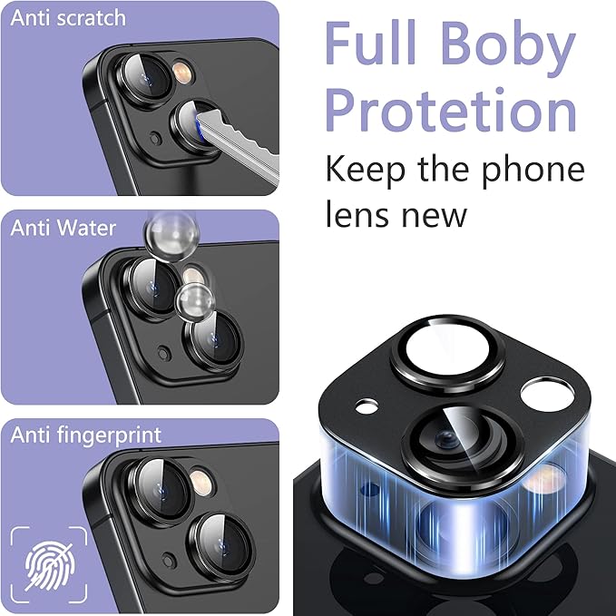 2 Pack Camera Lens Protector for iPhone 15 / iPhone 15 Plus, AR Tempered Glass - Image 5